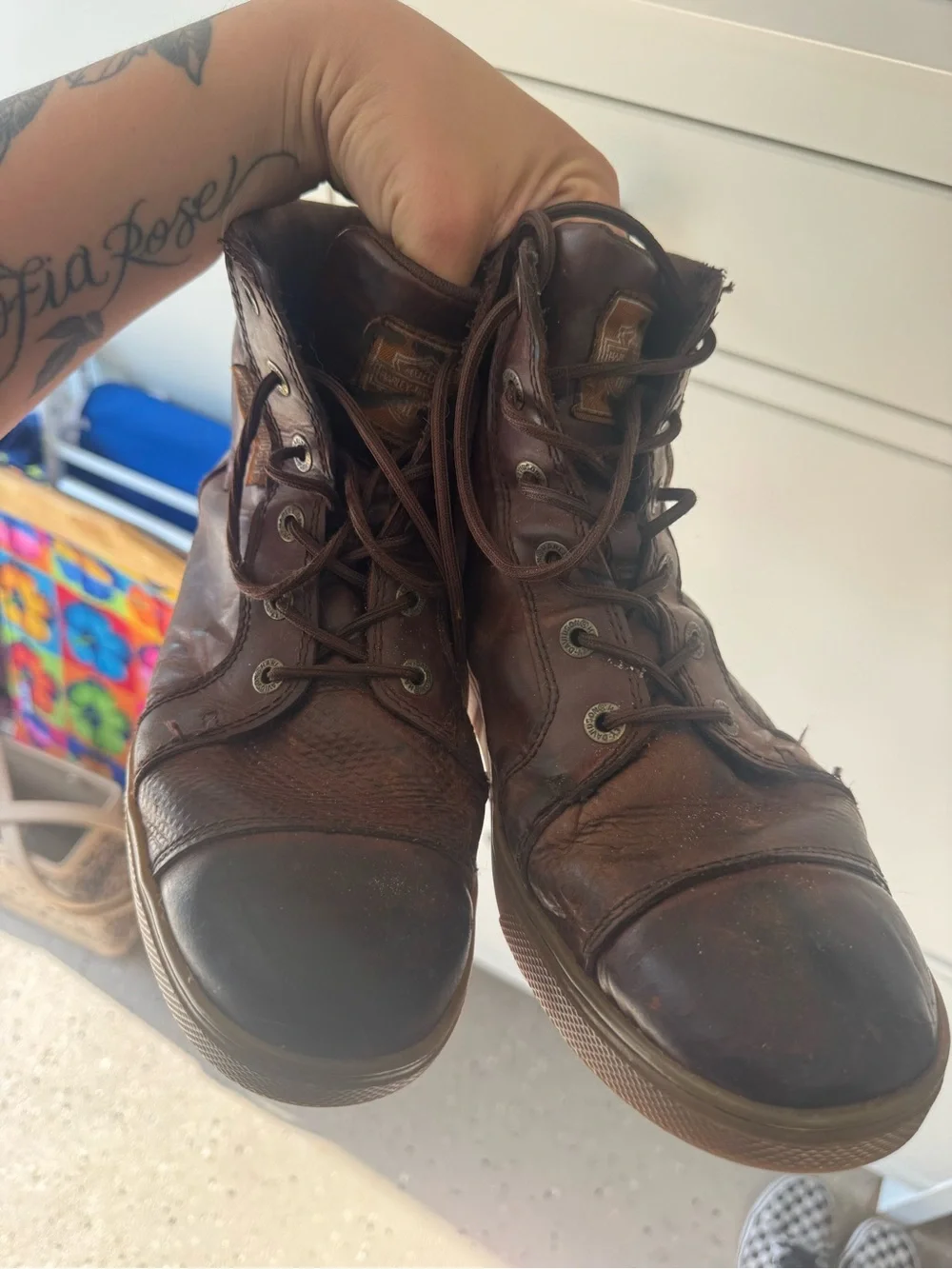 Harley-Davidson Brown Leather Lace-Up Boots